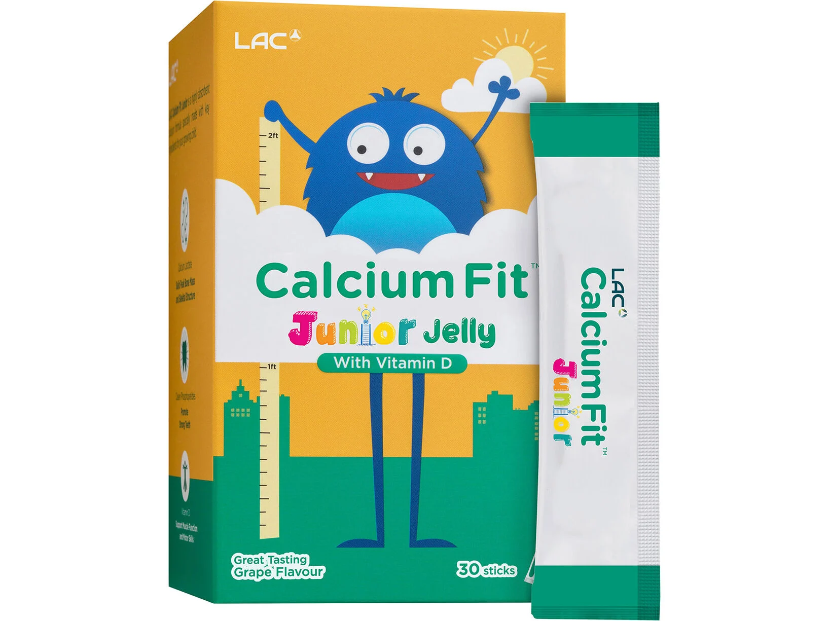 LAC Calcium Fit Junior Jelly Grape 15g x 30 sticks