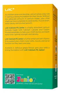 LAC Calcium Fit Junior хүүхдийн кальци, усан үзмийн жель 15 г — 30 савхан — Ар, баруун талаас