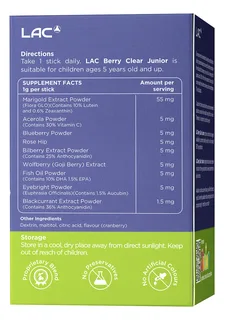 LAC Berry Clear Junior хүүхдийн харааны нунтаг 1 г — 30 савхан — Хажуугаас, баруун
