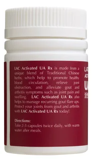 LAC Activated UA Rx шээсний хүчил — 120 капсул — Хажуугаас, зүүн