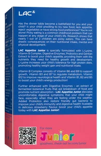 LAC Appetise Junior хүүхдийн хоолны дуршил, гүзээлзгэнэний амттай 1.6 г — 30 савхан — Ар, зүүн талаас