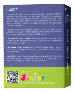 LAC Berry Clear Junior хүүхдийн харааны нунтаг 1 г — 30 савхан — Ар, баруун талаас