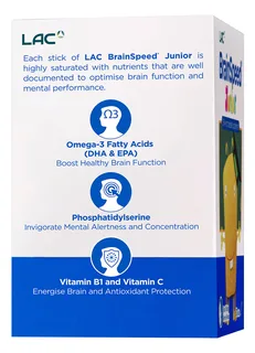 LAC BrainSpeed Junior хүүхдийн, жимсний амттай 1 г — 30 савхан — Хажуугаас, зүүн